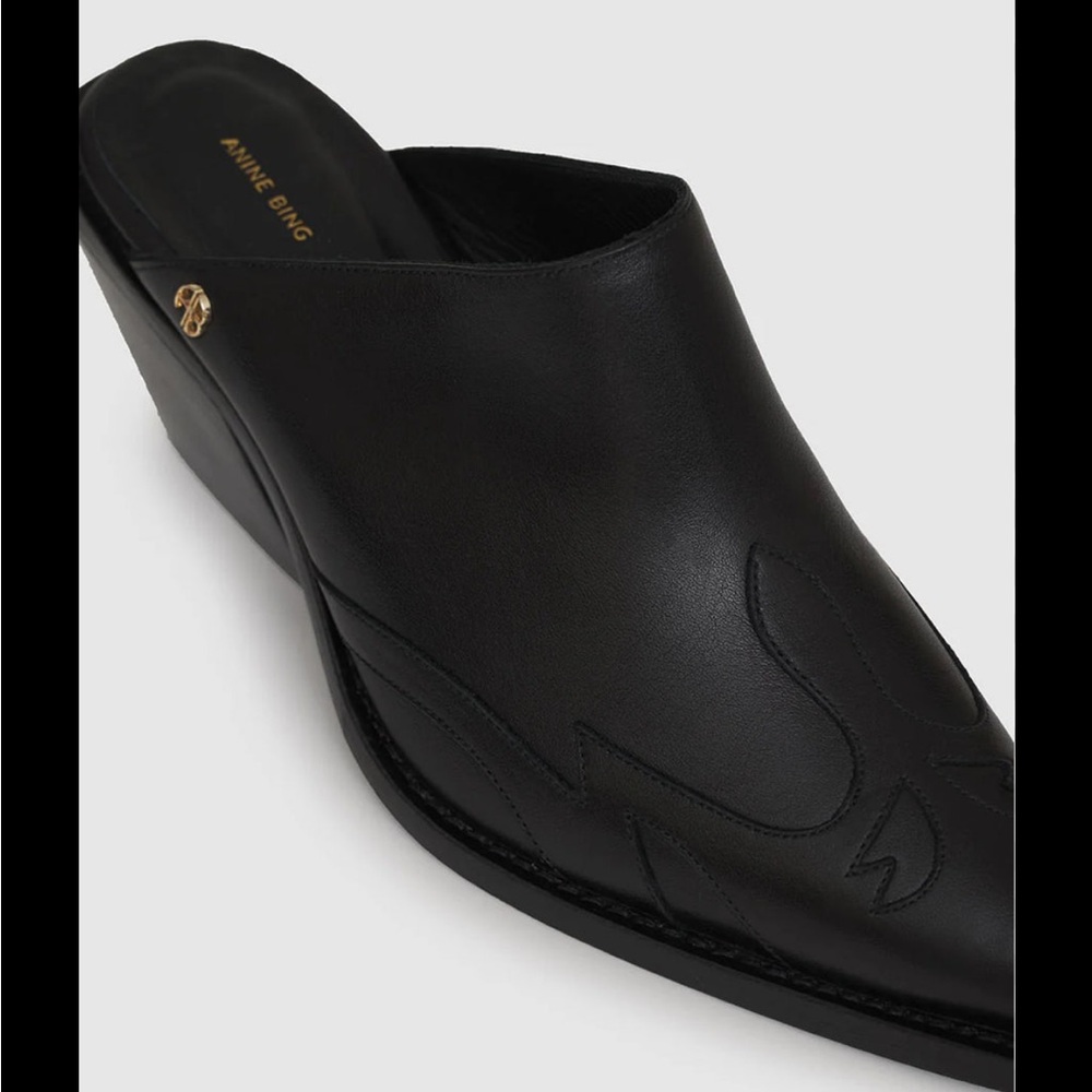 Anine Bing Sleek Black Leather Clogs